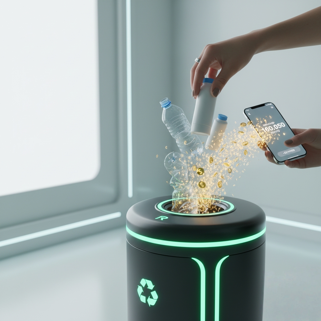 Ilustrasi Daur Ulang Digital dan Aplikasi Mobile Ecocycle